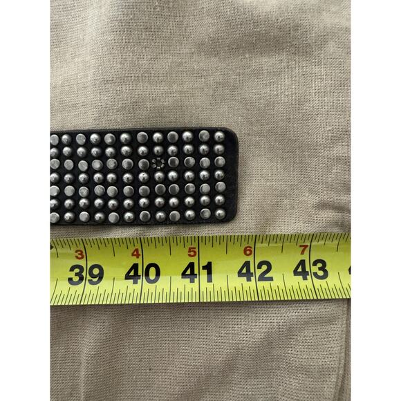 Leather Island Belt Mens 36 Black Studded Grommet Distressed Buckle Rock LI561 - Picture 14 of 14